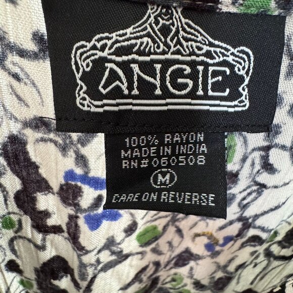 ANGIE Womens Floral Boho Tiered Dress Size M Flutter Sleeve Vintage 90s Flowy - Picture 6 of 8